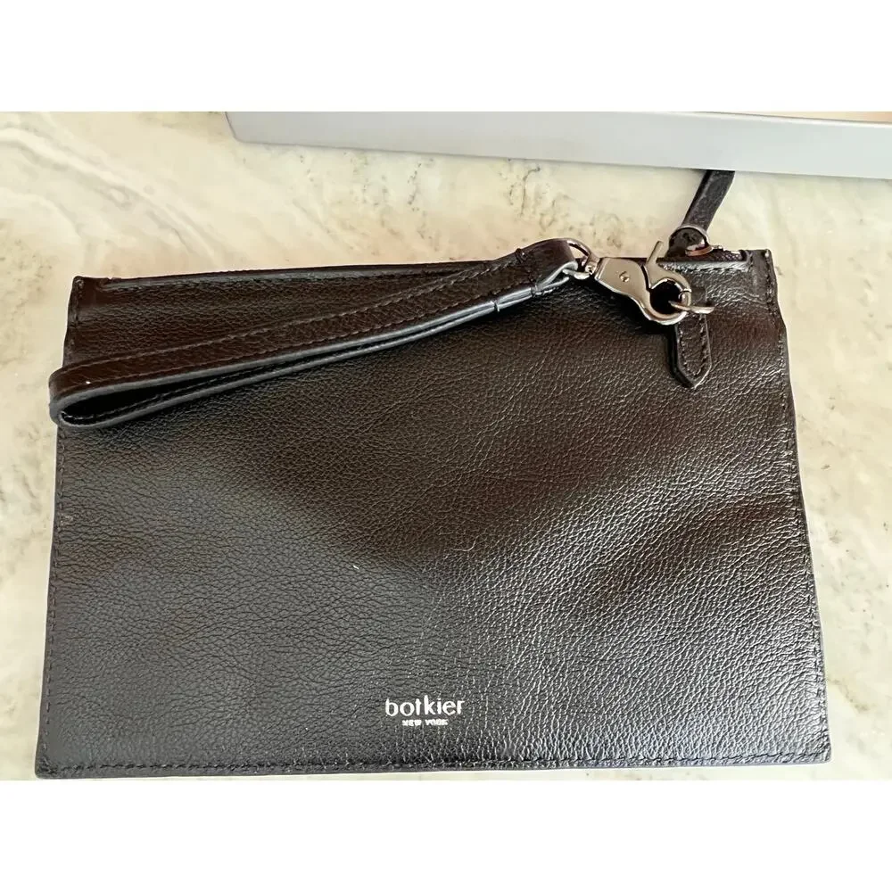 Botkier Valentina Leather envelope clutch wristlet Card Stacker Black